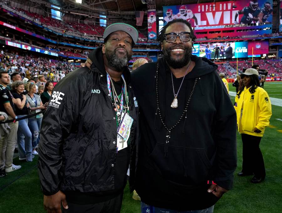 Adam Blackstone with Questlove at the Super Bowl in 2023