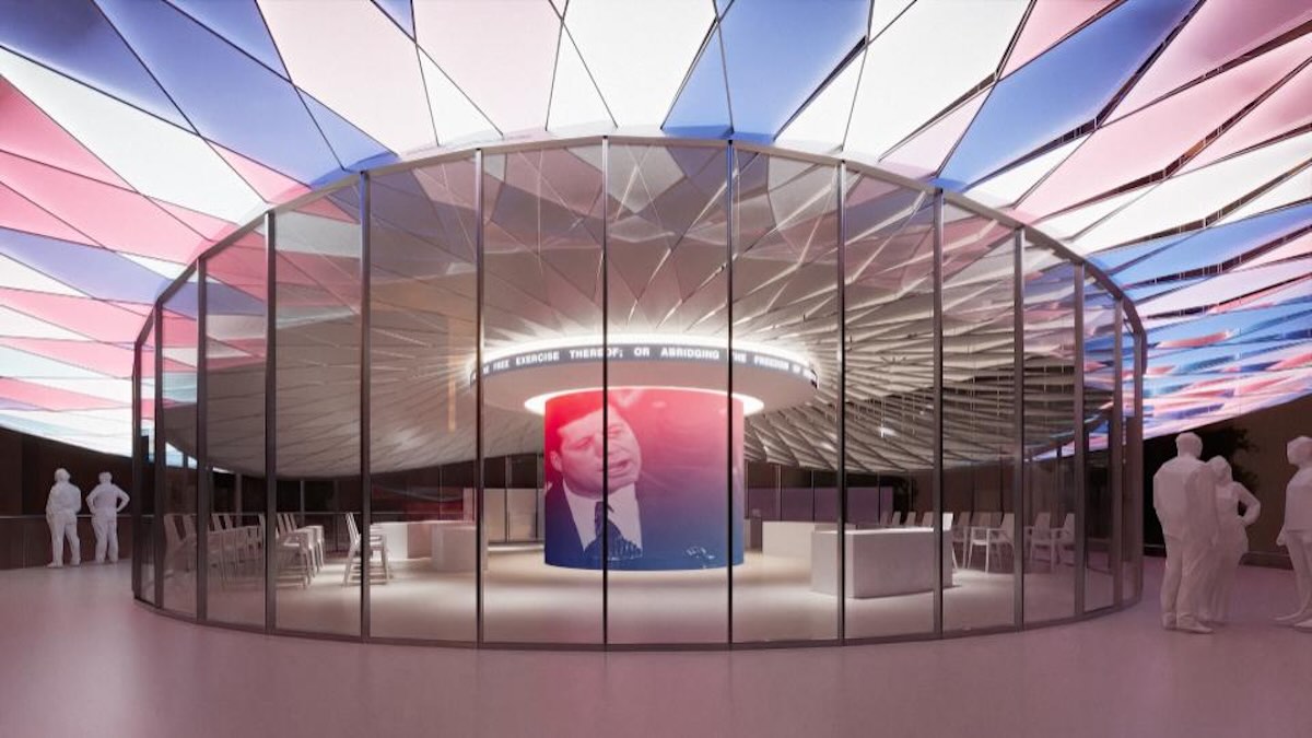 A rendering of a monument proposed by Ed Rendell in LOVE Park for Philadelphia 2026