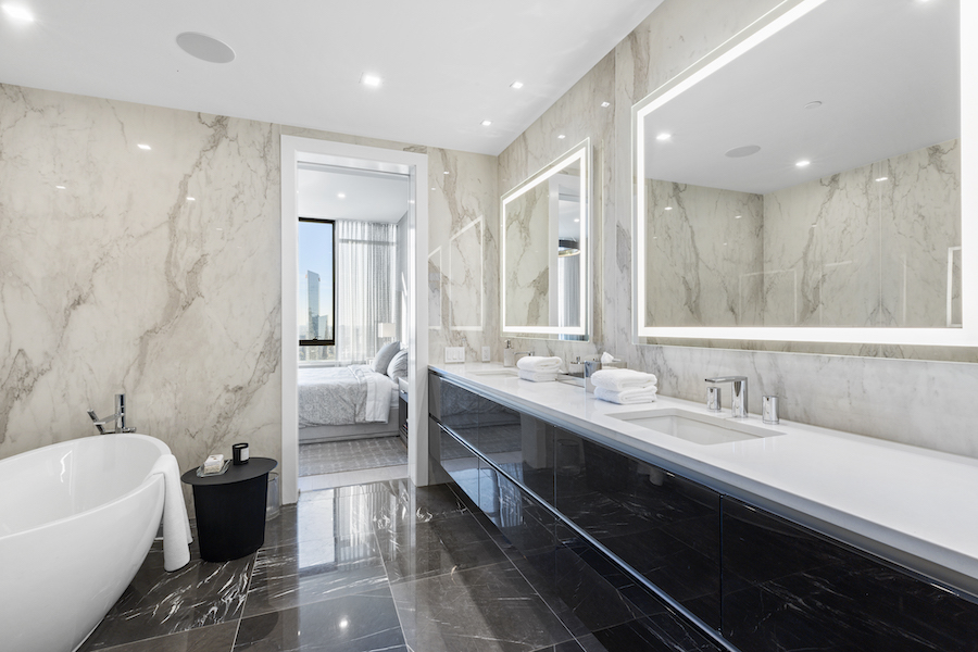 model condo primary bathroom